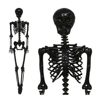 Fekete Csontváz Dekoráció Halloweenre, 90 cm
