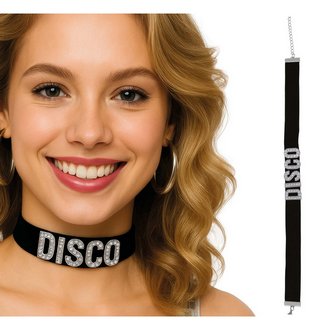 Fekete Disco Choker Nyaklánc Ezüst Betűkkel
