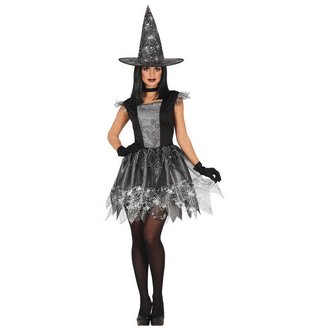 Fekete-Ezüst Boszorkány Jelmez Lányoknak Halloweenre