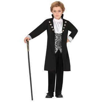 Fekete-Ezüst Vámpír Fiú Jelmez Halloweenre