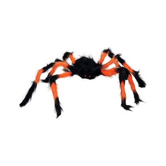 Fekete Fekete-Lila Szőrös Pók Dekoráció Halloweenre,  75 cm