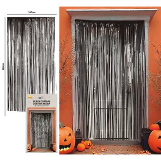 Fekete Fólia Parti Függöny Szilveszterre és Tematikus Partikra, 100x200 cm