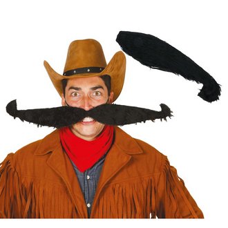 Fekete Hatalmas Bajusz Gumival Férfiaknak, 55 cm