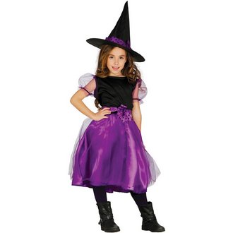 Fekete-Lila Boszorkány Lány Jelmez Halloweenre