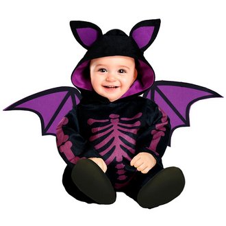 Fekete-Lila Csontvázas Denevér Csecsemő Jelmez Halloweenre