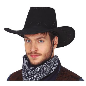 Fekete Műbőr Cowboy Kalap Felnőtteknek