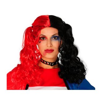 Fekete-Piros Copfos Női Paróka Halloweenre