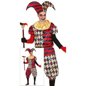 Fekete-Piros Gyémánt Harlekin Férfi Jelmez Halloweenre