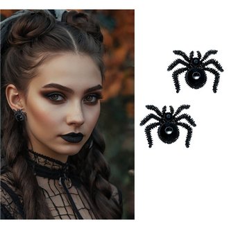 Fekete Pók Fülbevaló Nőknek Halloweenre, 2.5 cm