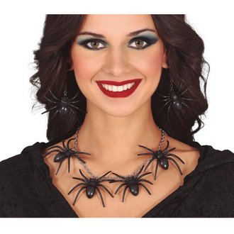 Fekete Pók Nyaklánc és Fülbevaló Szett Nőknek Halloweenre