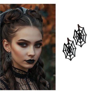 Fekete Pókfonál Fülbevaló Halloweenre, 5 cm