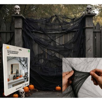 Fekete Pókháló Dekoráció Halloweenre, 60 g
