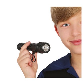 Fekete Rendőr Zseblámpa Kiegészítő Gyerekeknek, 17 cm