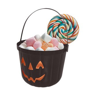 Fekete Tökfej Édességgyűjtő Vödör Halloweenre,  20 cm