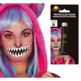 Fekete Víztartalmú Arcfesték Tubus Halloweenre, 20 ml