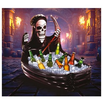 Felfújható Halál Kaszás Koporsó Italhűtő Halloweenre, 100x35 cm