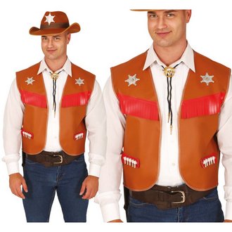Felnőtt Cowboy Mellény Sheriff Csillagokkal, Fekete-Piros