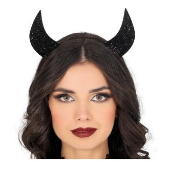 Fényes Fekete Ördögszarv Fejpánt Felnőtteknek Halloweenre