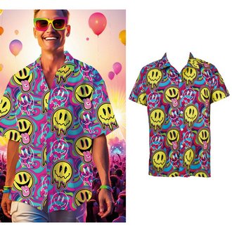 Férfi Acid Party Ing Smiley Arccal