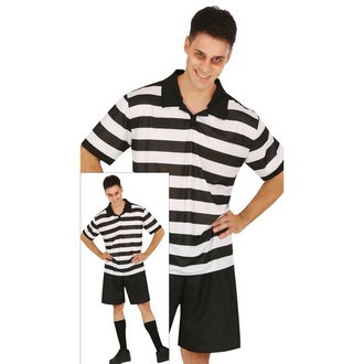 Férfi Csíkos Rab Jelmez Szett Halloweenre