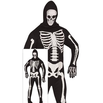 Férfi Csontváz Overall Jelmez Kapucnival Halloweenre