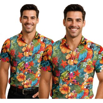 Férfi Hawaii Ing Papagáj és Béka Mintával Nyári Partira