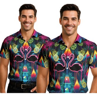 Férfi Neon Flamingós Ing