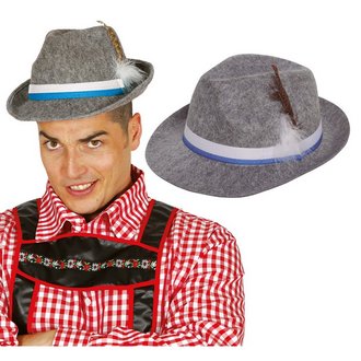 Férfi Szürke Filc Tiroli Kalap Tollal Oktoberfestre