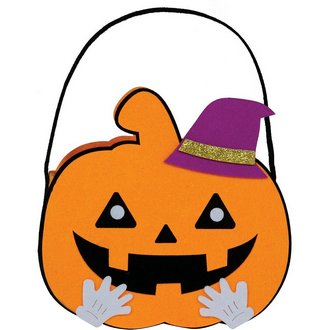Filc Boszorkány Kalapos Tök Kosár Halloweenre, 16 cm