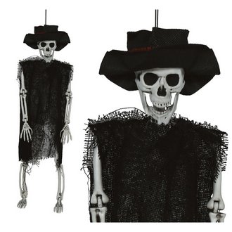 Függő Kalapos Csontváz Dekoráció Halloweenre, 47 cm