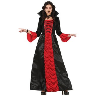 Gallicéros Fekete-Piros Vámpír Női Jelmez Halloweenre