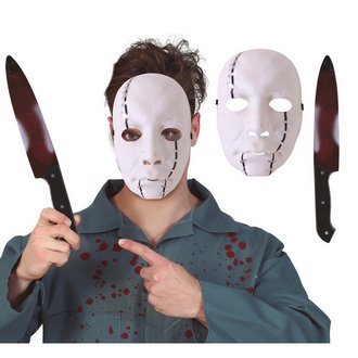 Gyilkos Maszk és Véres Kés Szett Halloweenre