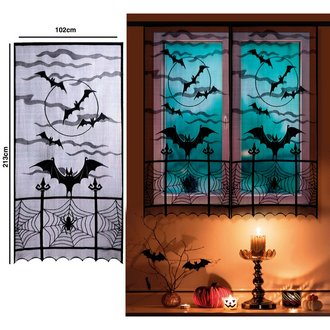 Halloween Ablakdekoráció Denevérekkel és Pókhálóval, 102x213 cm