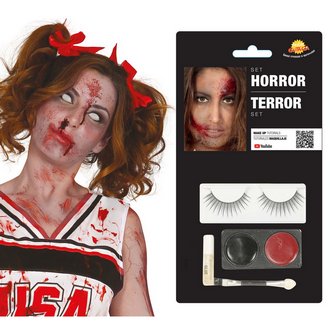 Halloween Horror Smink Szett Műszempillával és Ecsettel