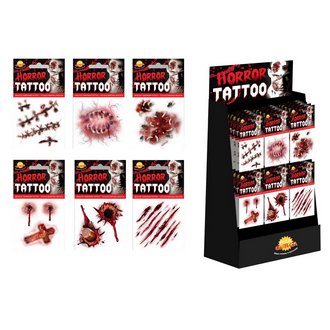 Halloween Horror Tetoválás Display Box, 48 db-os Válogatás