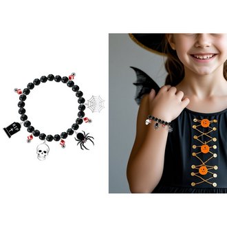 Halloween Karkötő Fekete Gyöngyökkel és Medálokkal Lányoknak