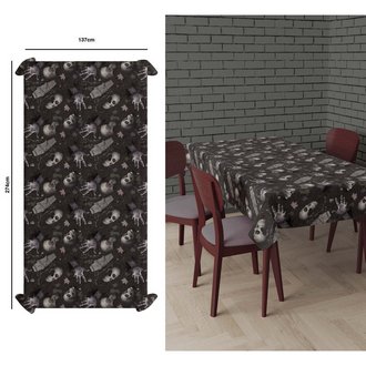 Halloween Koponyás-Kezes PVC Terítő, 137x274 cm