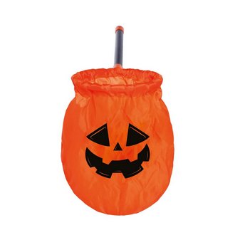 Halloween Tök Cukorkagyűjtő Zsák Nyéllel, 50 cm