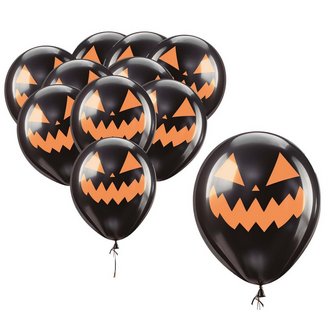 Halloween Tökfej Léggömb Szett, Fekete, 10 db, 30 cm