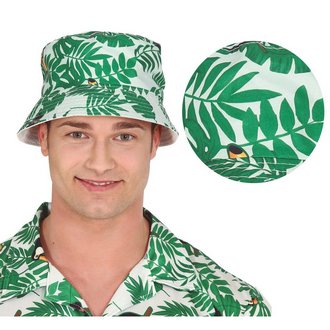 Hawai Pálmaleveles Bucket Kalap Papagájokkal