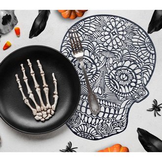 Hawai Témájú Fekete Monstera Levél PVC Asztali Alátét
