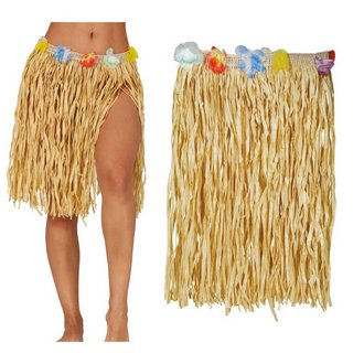 Hawaii Virágos Női Szalma Szoknya, 40 cm