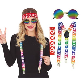 Hippie Kiegészítő Szett Felnőtteknek, Szivárványos Békajellel