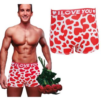 I LOVE YOU Szívecskés Boxeralsó Férfiaknak Legénybúcsúra
