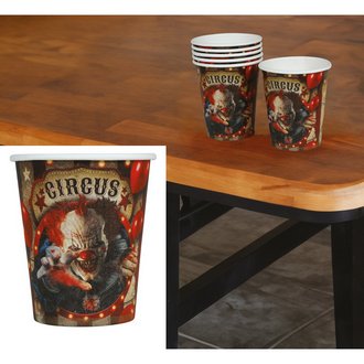 Ijesztő Bohóc Papír Pohár Szett Halloweenre, 6 db, 240 ml, 9 cm