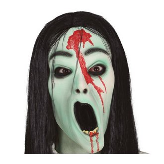 Ijesztő Női Szellem Maszk Hosszú Hajjal Halloweenre