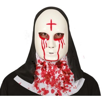 Ijesztő Vérző Apáca Maszk Felnőtteknek Halloweenre