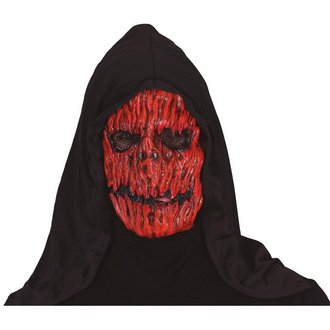 Ijesztő Vörös Tök Horror Maszk Kapucnival Felnőtteknek Halloweenre
