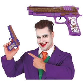 Joker Stílusú Lila Pisztoly Kiegészítő Halloweenre, 21 cm