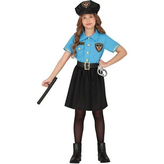 Kék-Fekete Rendőr Lány Jelmez Szett